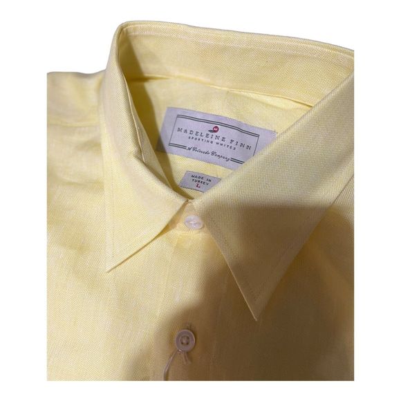 Madeleine Finn Maru Stateroom Baggage Men’s ‎ Large Yellow Button Up Cotton - Picture 6 of 12